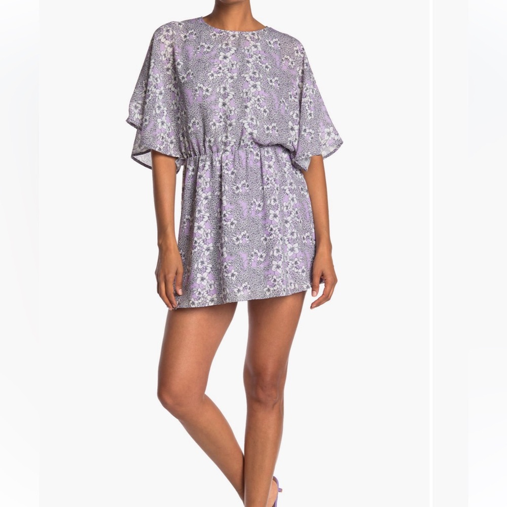 Floral Patterned Dress with Ruffled Sleeves